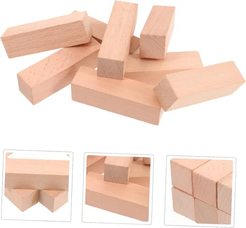 Vista 9 de EXCEART 8 piezas de suministros de tallado de madera para tallar, palo de patio, diario de madera de balsa, sello de libro, bloque de construcción