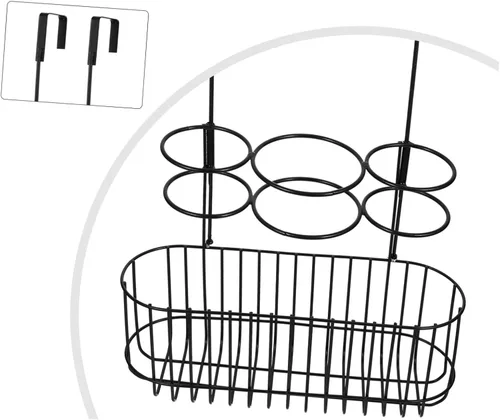 Vista 3 de Housoutil Soporte para secador de pelo, soporte para soplador de pelo de metal, organizador de despensa para colgar sobre la puerta, soporte