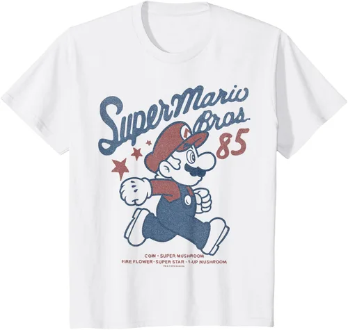 Vista 28 de Nintendo Super Mario Brothers '85 Vintage Stars - Camiseta Gris Oscuro