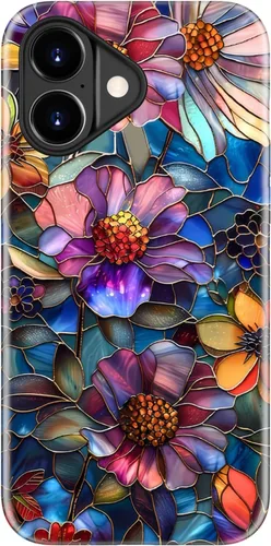 Vista 75 de Funda para iPhone 12 Mini, compatible con carga inalámbrica, protección de doble capa con elegante diseño de flores silvestres, silicona suave +