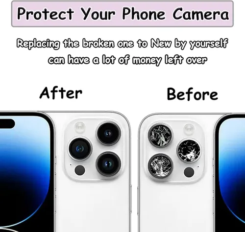 Vista 3 de 14 Pro/14 Pro Max Reemplazo de vidrio para lente de cámara trasera para iPhone 14 Pro para iPhone 14 Pro Max Reemplazo de vidrio de cámara con kits