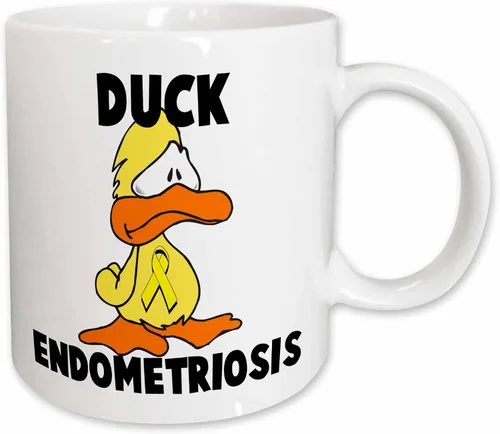 Vista 14 de 3dRose Duck Endometriosis Awareness Ribbon Cause Design 15oz Two-Tone Black Mug