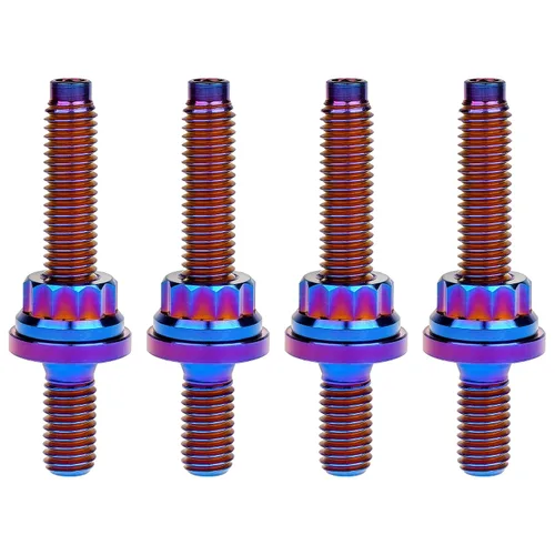 Vista 12 de Tornillo de titanio M8 M10x45 54 55 2.559 in paso 1.25 Kit de pernos de escape automotriz Kit tornillos, tuercas y arandelas Kit de 4 piezas