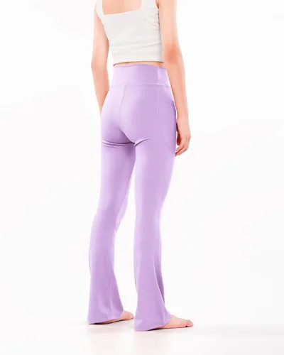 Vista 3 de HASMES Leggings acampanados para niñas, pantalones de yoga con cintura alta, pantalones casuales de baile, pantalones deportivos para niños