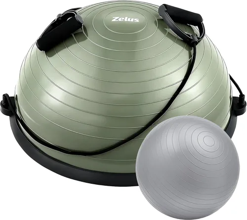 Vista 10 de ZELUS Entrenador de pelota de equilibrio con bandas de resistencia y bomba de pie, pelota de yoga inflable para entrenamientos de gimnasio en casa