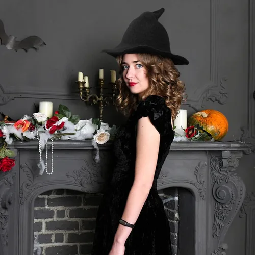 Vista 3 de FekeyJF - Sombreros de lana de bruja para mujer accesorio para disfraz de fiesta de Halloween