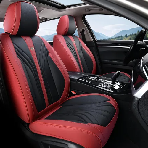 Vista 11 de FLORICH Juego completo de fundas para asiento de coche, fundas de asiento de cuero, fundas universales de lujo para 5 asientos en color negro