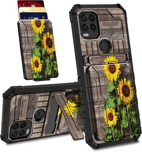 Vista 21 de Funda para Motorola Moto G Stylus 5G con ranura desmontable para tarjetero, soporte de doble capa, resistente a prueba de golpes, funda oculta