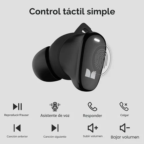 Vista 5 de Monster N-Lite 206 - Auriculares inalámbricos Bluetooth de 5.4 pulgadas, auriculares Bluetooth con micrófono integrado, control táctil, ajuste