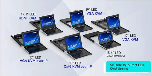 Vista 2 de MT-Viki Conmutador KVM de montaje en rack de 17" VGA 8 puertos, monitor de montaje en rack KVM Fit 1U 19'' Rack, 23.622-31.496 in (23.6~31.8'')