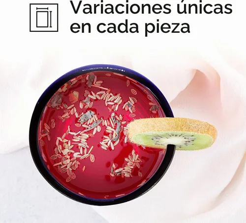 Vista 5 de Vasos de 10 onzas con borde azul cobalto (juego de 6), vidrio reciclado, sin plomo, sin toxinas (Tumbler)
