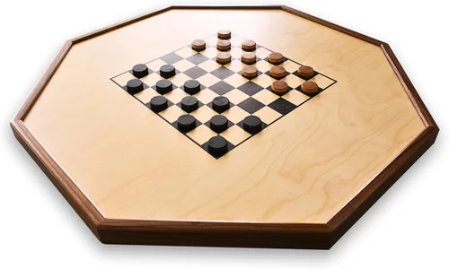 Vista 4 de The Deluxe (Walnut Rail) - Juego de mesa tradicional de crokinole octágono