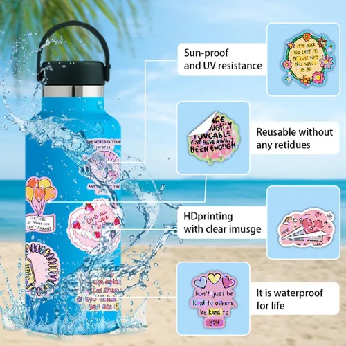 Vista 2 de 100 calcomanías holográficas inspiradoras para niñas y mujeres, palabras motivacionales positivas para botellas de agua, diario, álbumes