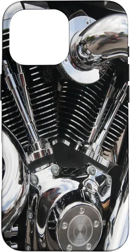 Vista 19 de iPhone 16 Motor de la motocicleta primer plano brillante caso de motociclista