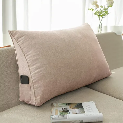 Vista 11 de Almohada triangular de cuña negra y gris para sentarse en la cama, cojín de cuña para respaldo, soporte lumbar de espalda, almohada tapizada
