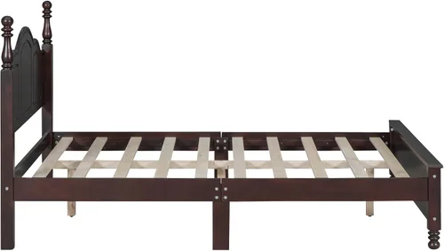 Vista 8 de Polibi Juego de dormitorio de 3 piezas con plataforma retro de tamaño matrimonial y 2 mesitas de noche, marco de cama de madera maciza con cabecera