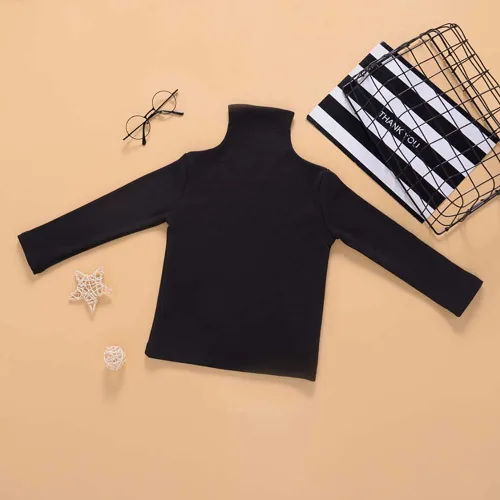 Vista 3 de Mubineo Camiseta básica de algodón de manga larga con cuello alto y cuello alto para bebé niña