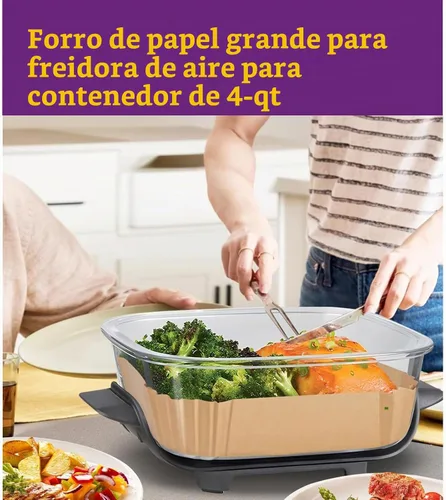 Vista 5 de Forros desechables para freidora de aire para Ninja Crispi, 260 piezas de accesorios desechables para freidora de aire Ninja Crispi para contenedor