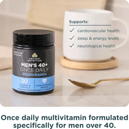 Vista 5 de Ancient Nutrition Multivitamínico metilado para hombres mayores de 40 años, una vez al día