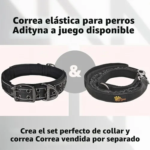Vista 9 de ADITYNA Collar de perro resistente para perros extragrandes, collar negro reflectante XL con asa para entrenar y caminar, ancho, grueso, táctico