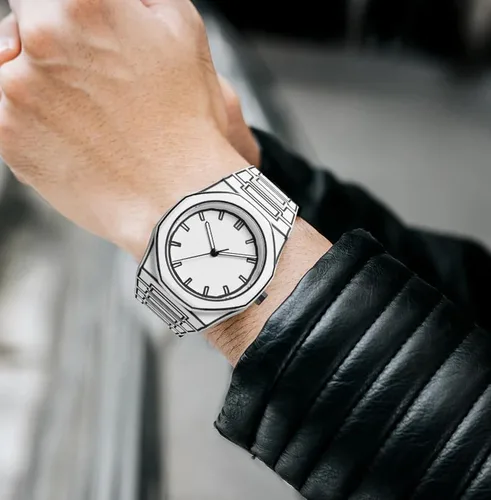 Vista 6 de FANMIS Reloj de pulsera para hombre, inspirado en el anime, minimalista, creativo, diseño de agujero de gusano, elegante y duradero, reloj deportivo