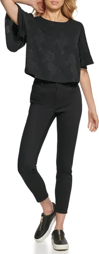 Vista 2 de DKNY Camisa de cuello redondo con mangas voladas para mujer