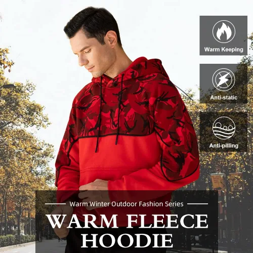 Vista 3 de Sudadera con capucha ligera de manga larga de camuflaje para hombre con bolsillo Kanga