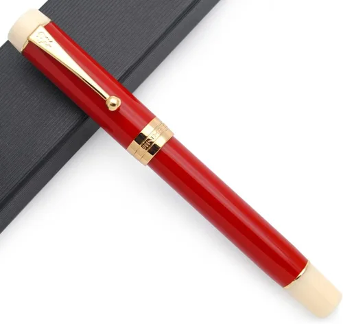 Vista 21 de JINHAO 100 - Pluma estilográfica con convertidor de tinta (punta media, 0.028 in, rojo cereza)