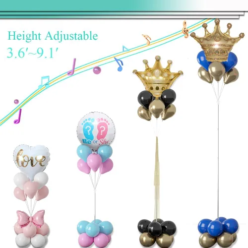 Vista 4 de Decojoy Kit de Soporte de Columna para Globos Juego de 2, Conjuntos de Portadores de Globos 2EN1 Soporte de Arco de Globos para Piso, Torre Pilar