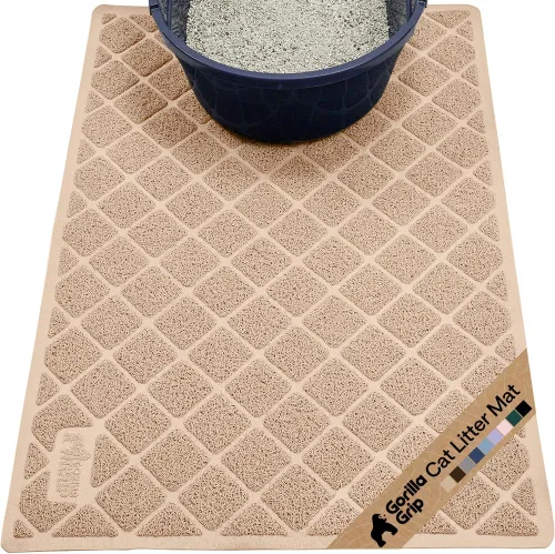 Vista 21 de GORILLA GRIP Tapete para caja de arena para gatos, resistente al agua, respaldo texturizado, fácil de limpiar, menos residuos y suelos limpios, 17 x