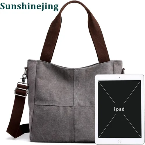 Vista 4 de Sunshinejing Bolso de lona pequeño para mujer, bolso cruzado de hombro, bolsos de trabajo, bolso de viaje