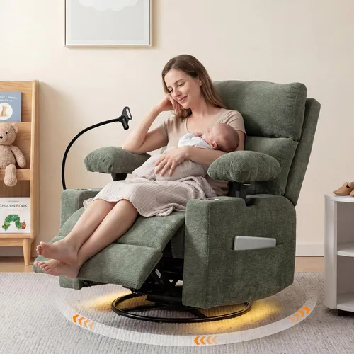Vista 11 de FiveWillowise Mecedora eléctrica para guardería con brazos ajustables y Gris oscuro