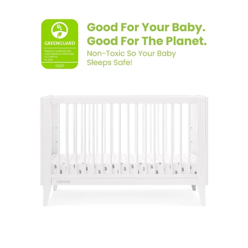 Vista 3 de Delta Children Ollie - Cuna convertible 4 en 1, certificada Greenguard Gold, color blanco Bianca
