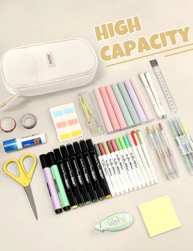 Vista 4 de Estuche Lindo para Lápices SUNEE, Funda Estética para Bolígrafos, Bolsa Grande para Lápices de Color con Cremallera, Almacenamiento y Organizador