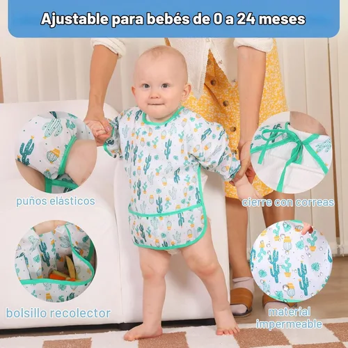 Vista 9 de Lictin Long Sleeve Bibs 5 Pack - Baby Bibs for Girl or Boy, Reusable Infant for Feeding Teething or Weaning