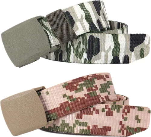 Vista 18 de Cinturón para hombre, cinturón táctico militar de nailon con hebilla sin metal, paquete de 2