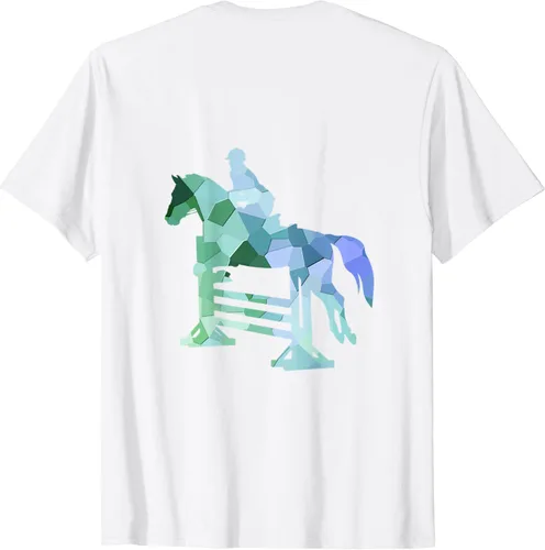 Vista 2 de Camisa de caballo ecuestre - Trot Canter Jump - Camiseta de jinete inglés, Blanco, S