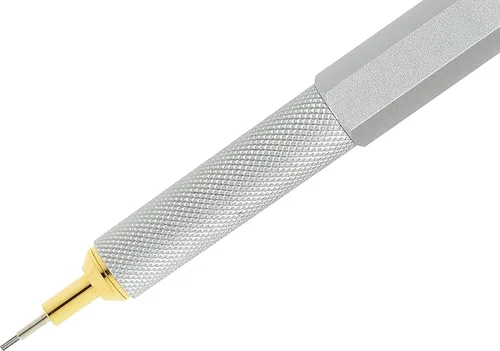 Vista 3 de Lápiz mecánico retráctil rOtring 800, 0.02 pulgadas, barril negro, Plateado (Silver Barrel)