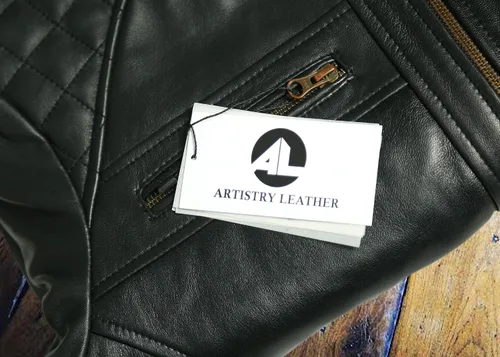 Vista 6 de Artistry Leather Men's Motorcycle Jacket Negro