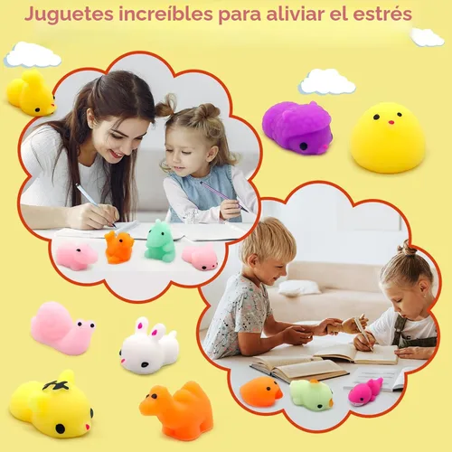 Vista 3 de LENYOQIN 100 Juguetes Squishy Mochi Kawaii, Juguetes Blandos para Niños para Recuerdos de Fiesta, Mini Juguetes para Alivio del Estrés Sensorial