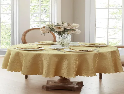 Vista 28 de Newbridge Servilletas de Tela de Damasco Festoneado Portofino para Navidades y Fiestas, Juego de 4, Dorado, Resistente a Arrugas y Manchas, Juego