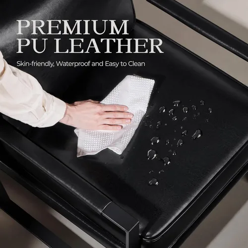 Vista 8 de Yaheetech Sillón de Cuero PU, Sillón de Acento de Ocio Retro con Acolchado y Cojín Extra Suave, Silla de Brazo de Lectura Moderna con Marco de Metal