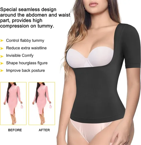 Vista 3 de BRABIC Fajas moldeadoras para mujer, con control de abdomen, básicas, de compresión, para adelgazar el cuerpo