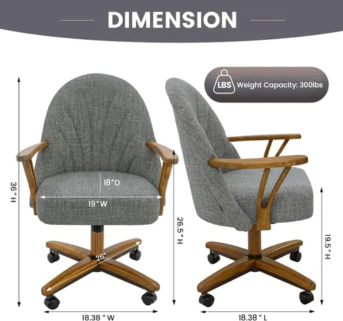 Vista 19 de Chromcraft Juego de 1 sillas giratorias inclinables, sillas con ruedas para sala de cocina