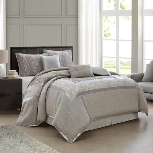 Vista 2 de Stratford Park Snuggle - Juego de ropa de cama de 6 piezas, color gris, King, 100% poliéster