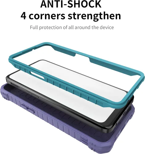Vista 7 de Funda para T-Mobile REVVL V Plus 5G, protección de grado militar, a prueba de golpes, soporte integrado compatible con teléfono REVVL V Plus 5G Azul
