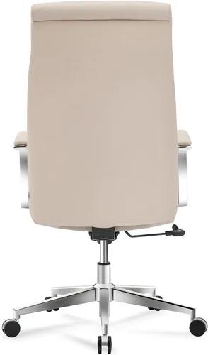 Vista 6 de Realspace Modern Comfort Modee - Silla de oficina ejecutiva de cuero vegano con respaldo alto, color arena/cromo, compatible con BIFMA