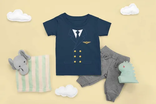Vista 2 de Camiseta de Halloween Airline Avión Piloto Marino Niño