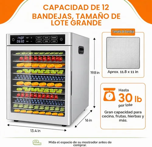 Vista 2 de Deshidratador comercial de alimentos Wutfly de 12 bandejas