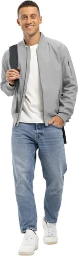 Vista 4 de BGOWATU Chaqueta bomber ligera cortavientos con cremallera completa para hombre